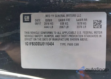 2018 Chevrolet Camaro 1Lt from USA, damaged, VIN 1G1FB3DS5J0116404